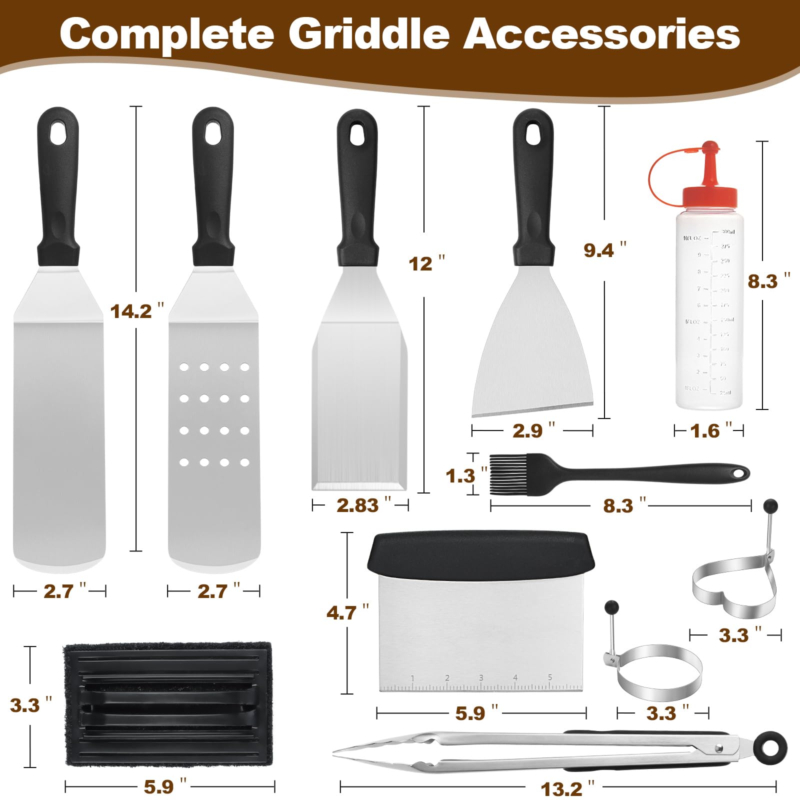 WEXLYN 14-Piece Griddle Accessories Kit, Stainless Steel photo 3