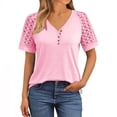 thumbnail image 2 of Tamaño Más Manga Corta Tops para Mujeres Verano Color Sólido Puff Manga Corta Suelta Moda Cuello Redondo Top, 2 of 6