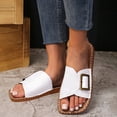 thumbnail image 2 of Chaussons Plats Décontractés et à la Mode pour Femmes Été Couleur Unie Blanc Taille 7.5, 2 of 9