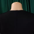 thumbnail image 6 of AURA Plus Size Belted Pencil Midi Dress High Waist Crewneck Long Sleeve Elegant Office Work Dress with Zipper, 6 of 10