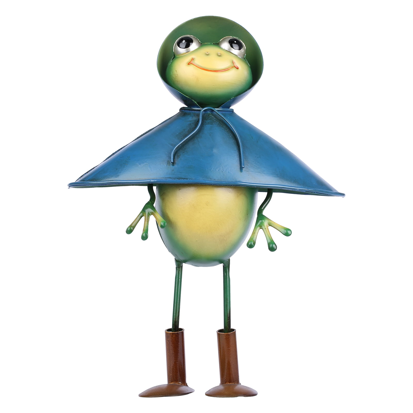 Tomfeel Cartoon Frog Sculpture in Raincoat, Metal Iron Animal Statue for Garden Furnishing, Home Desk Ornament, Little Frog Decor, Blue, 10.0 inches / 25.5 cm