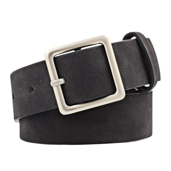 SWSMCLT Women's Faux Leather Adjustable Belts Square Spring Metal Fashion Belt Vintage Metal Buckle Casual Black X-Small-Large