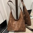 thumbnail image 2 of Stylago Slouchy Hobos Bags for Women Retro Leather Handbag Shoulder Tote Bag Work Travel Button Soft Purses with Adjustable Strap Brown, 2 of 6