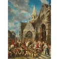 thumbnail image 3 of Eugène Isabey 14x18 Black Modern Framed Museum Art Print Titled - St. Hubert's Day (The Blessing of the Hounds), 3 of 5