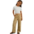 thumbnail image 6 of Ugoldhm Girl's High Waist Wide Leg Cotton Linen Pants Drawstring Waist Split Hem Casual Pants with Pockets for Summer Ages 4-13, 6 of 6