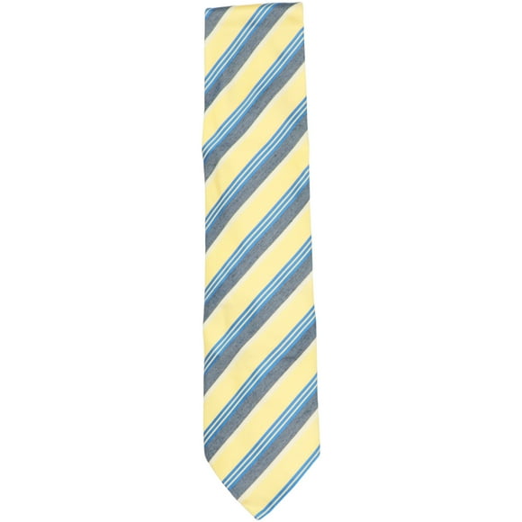 Italo Ferretti Men's Blue Yellow White Silk Multi Diagonal Stripe Necktie - One Size