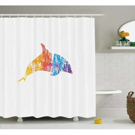 Dolphin Shower Curtain Multicolor Ocean Inhabitant Creature Dolphin Shower Curtain Multicolor Ocean Inhabitant Creature Nautical Themes Animal Fun Ilration Fabric