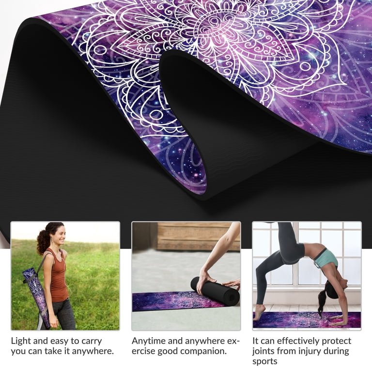 Thick Exercise Mat Carrying Strap Non-Slip TPE Yoga Mat 6mm Thick ...