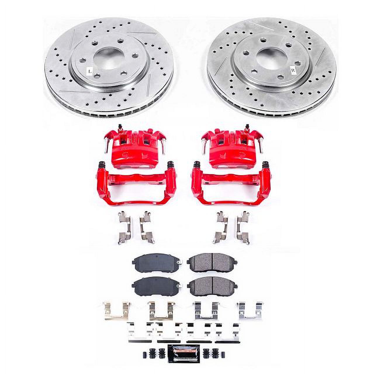 PowerStop Front Z23 Evolution Sport Brake Pad and Rotor Kit with Red Powder Coated Calipers Fits: NISSAN Select Models KC8324