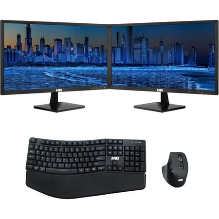 All in one Desktop Computer  TechMagnet Cheetah 6  Intel Core i5 6th Gen 2.5 GHz  8GB DDR3  120GB SSD  Dual 27 inch LED Monitor  MTG Wireless Ergonomic Keyboard Mouse Win10 Pro (Renewed)