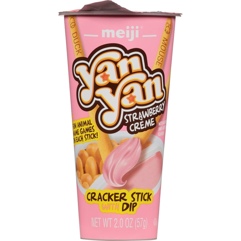 MEIJI: Cracker Stick with Dip Yan Yan Strawberry, 2 oz