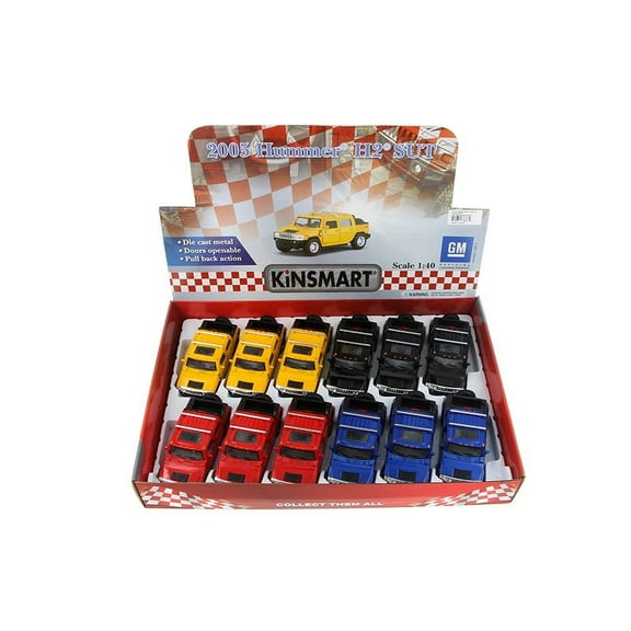 2005 Hummer H2 SUT Pickup Truck Diecast Car Package - Box of 12 1/40 scale Diecast Model Cars, Assorted Colors