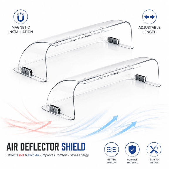 Heating & Air Vent Deflector for Home Sidewall,Ceiling,Floor Registers Adjust Between 9”-14”,Magnetic Vent Covers for Under Furniture 2 Pack