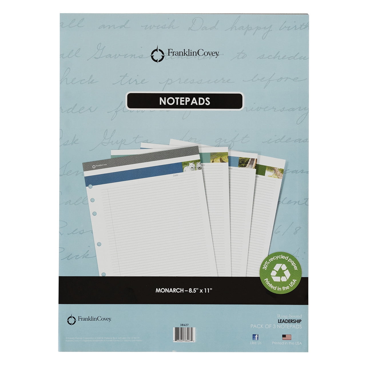FranklinCovey Leadership Portfolio Notepads - Set of 3 (Monarch Size)