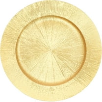 Antique Round Charger Plates, Plastic Embossed Serveware for Wedding and Event Table Settings.