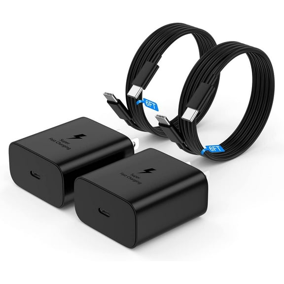 [2 Pack] 45W USB C Super Fast Charger for Samsung Galaxy A12 - High-Speed Super Fast Charging 45W Wall Charger Kit with 6FT USB C Cable - Black