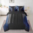 thumbnail image 2 of jejeloiu Minimalism Geometric Strips 7-Piece Twin Bedding Sets,Blue Gray Black Bedding Comforter Set For Adults Reversible, 2 of 8