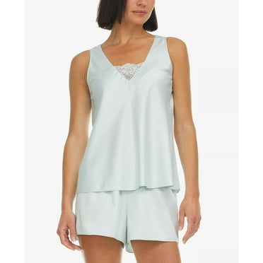 Flora by Flora Nikrooz Women’s Claudine 2-Pc. Satin Shorts Pajama Set, Ice Flow, Large