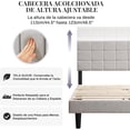 thumbnail image 3 of Base de Cama, Marco de Cama con Cabecera Acolchonada de Altura Ajustable y Tablillas de Madera Resistentes, Antideslizante (Beige, Matrimonial), 3 of 4