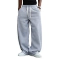 thumbnail image 2 of Men Baggy Sweatpants Wide Leg Heavyweight Comfy Lounge Slacks Loose Fit Track Pants Light Gray XL, 2 of 9