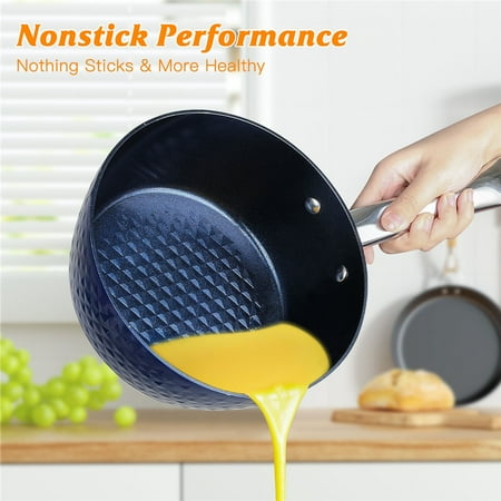 

Yesfashion 18cm/1.5l Milk Pan With Lid Stainless Steel Handle Aluminum Ceramic Coated Pfoa Free Cooking Nonstick Pot For Gas Induction Cooktops