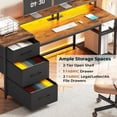 thumbnail image 4 of 59" Office Desk with Drawers, Reversible Computer Desk with File Drawers & Storage, Gaming Desk with LED Lights & Power Outlet, Home Office Desks for Printer, Rustic Brown, 4 of 7