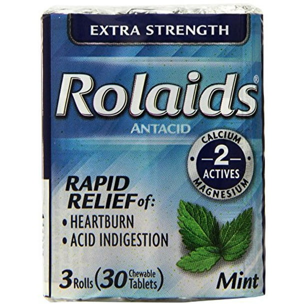 Rolaids Antacid, Extra Strength, Chewable Tablets, Mint (Pack of 6