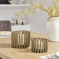thumbnail image 4 of Danya B. Pela Pillar Ring Warm Gold Midcentury Modern Votive Hurricane Candle Holders - Set of 2, 4 of 8