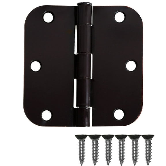 Ilyapa Oil Rubbed Bronze Door Hinges - 3.5 x 3.5 Inch Interior Door Hinges with 5/8 Inch Radius Corners