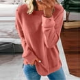 thumbnail image 2 of Lisingtool Womens Tops Women Autumn Winter Loose Casual Casual Long Sleeves Round Neck Solid Color Sweatershirt Essentials Hoodie Hoodies for Women Rose Gold, 2 of 5