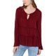 thumbnail image 1 of Lucky Brand Blusa campesina con gradas para mujer, rojo, XS, 1 of 1