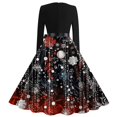 thumbnail image 4 of Christmas Dresses for Women Women's Fashion Vintage Long Sleeve Round Neck Christmas Printed Evening Party Dresses for Formal Event,Dark Gray,M, 4 of 4