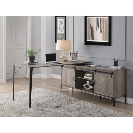UPC: 0840412297083 | ACME Zakwani Writing Desk in Grey Oak and Black Gray Oak & Black Finish