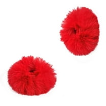 LQQBOX 2 PCS Furry Hair Scrunchies Cute Hair Bands with Faux Rabbit Fur Elastic Hair Ties Hair Bobbles Ponytail Holders Girls Women Hair Accessories (Red)