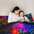 thumbnail image 5 of Homewish Kids Teens Adults Gradient Gamepads Full Size Comforter Sets 3-Piece,Abstract Ombre Neon Lights Bedding Comforter Set,Video Game Lightweight Bedding Sets,Super Cozy Room Decor, 5 of 8