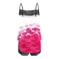 thumbnail image 4 of Women Lace Pajama Set Casual Spaghetti Strap Top and Shorts 2 Piece Pjs Set, Valentine's Day Heart Print Lounge Outfit, 4 of 5
