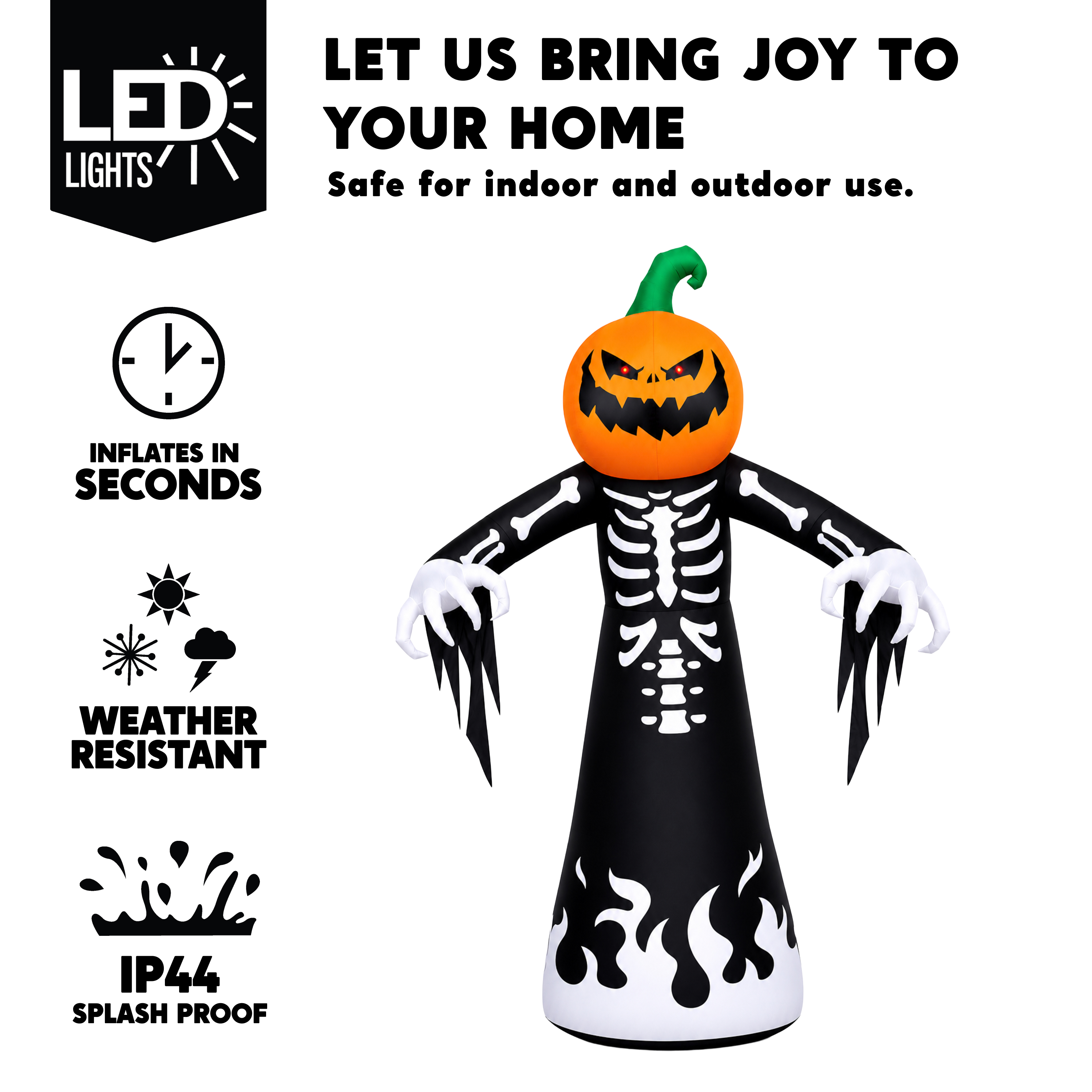 Joyfy 9 Ft Halloween Pumpkin Skeleton Inflatable Decoration photo 3