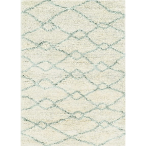 9'x13' Ivory Grey Machine Woven Chain Link Indoor Area Rug