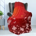 thumbnail image 4 of Traditional Soft Flannel Fleece Throw Blanket, Ethereal Scenery with Blossoming Sakura Sprigs and Butterflies, Cozy Plush for Indoor and Outdoor Use, 60" x 80", Orange Coral Red, by Ambesonne, 4 of 5