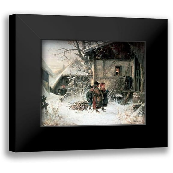 Frohlich, Bernhard 14x12 Black Modern Framed Museum Art Print Titled - Children In The Snow