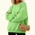 thumbnail image 5 of Xyxonk Womens V Neck Oversized Sweatshirts Cute Drop Shoulder Pullover Tops Fall Long Sleeve Street Hoodies with Pockets Solid Color Clothing,Fluorescent Green XL, 5 of 6
