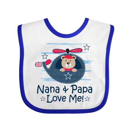 

Inktastic Nana and Papa Love Me Grandson Gift Baby Boy Bib