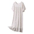 thumbnail image 2 of QUINDOS Pajamas for Women Mid Length Long Nightgowns for Women Polka Dot Pleated Sleep Dress Casual Crew Neck Short Sleeve Home Wear Night Dress, 2 of 3