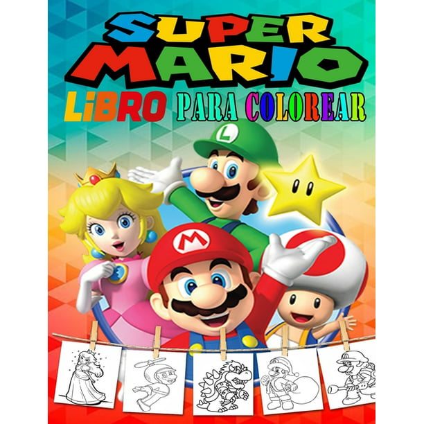 Super Mario Libro Para Colorear : 50 ilustraciones de libros para colorear  de Mario Brothers para niños