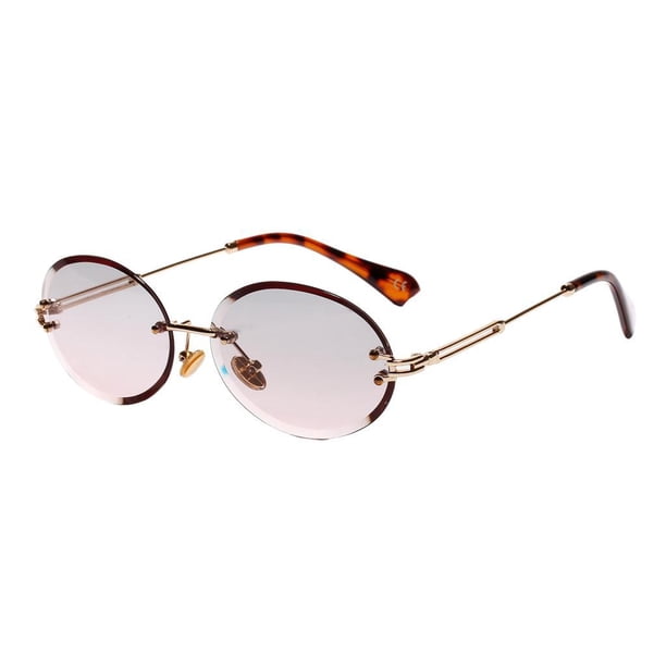 Gafas de Sol Sin Montura UV400 Baoblaze Gafas de Sol Clásicas Pya Gris + rosa Gafas de sol con corte de diamante