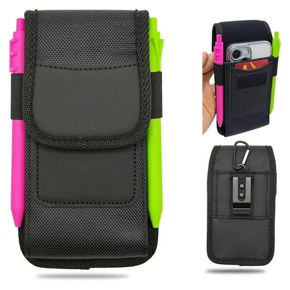 Belt Clip Holster Pouch Holder Carrying Case,Cell Phone Holsters for iPhone 16 15 14 13 12 11 pro max,XR, X, Xs Max,15 8 Plus,Samsung S24 S23 S22 Note20 Ultra,with Belt Loop, Keychain, 2 Pen Holder
