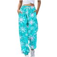 thumbnail image 2 of WXLWZYWL Women Merry Christmas Sweatpants Drawstring Jogger Snowflake Fun Print Elastic Waist Casual Trousers Warm Comfy Pants with Pockets, 2 of 5