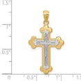 thumbnail image 5 of Auriga Fine Jewelry 14K Yellow Gold Two-Tone Budded Cross Pendant for Women (L-26 mm,W-18 mm), 5 of 6