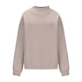 thumbnail image 3 of Sevevn Women Mock Neck Sweatshirt Long Sleeve Pullover Casual Loose Fit Fleece Tops Soft Comfy Fall Winter Warm Solid Color Blouse Brown S, 3 of 8