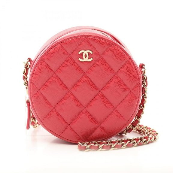 Pre-Owned CHANEL Matelasse Round Mini Shoulder Bag Calfskin (Cowhide) Women's Red (Good)